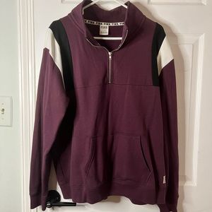 pink half zip pullover sweatshirt